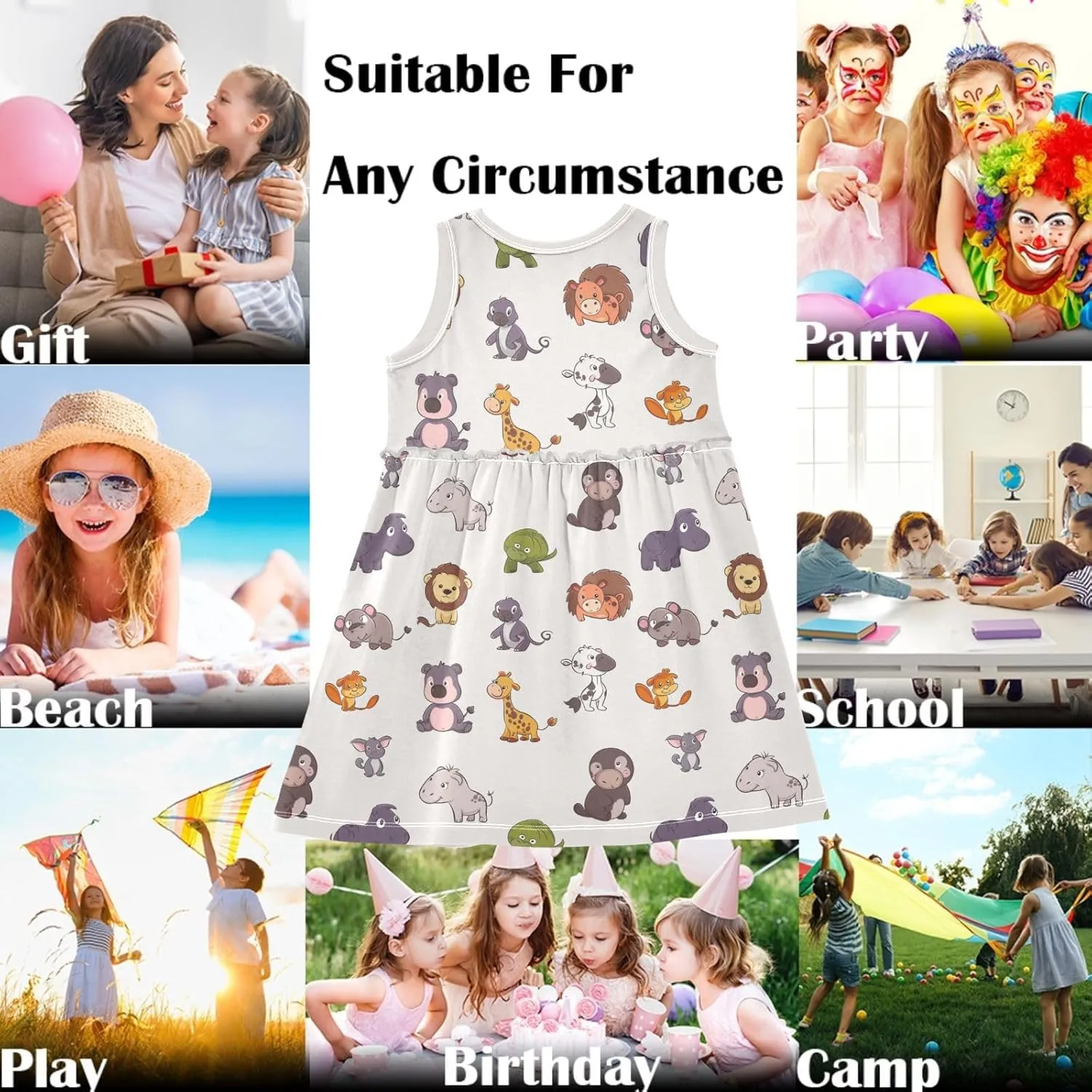 Girls Summer Dress Sleeveless A-Line Swing Sundresses Kids Casual Tank Dresses Beach Playwear Outfit 2-8 Years