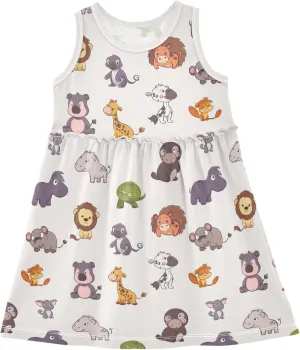 Girls Summer Dress Sleeveless A-Line Swing Sundresses Kids Casual Tank Dresses Beach Playwear Outfit 2-8 Years
