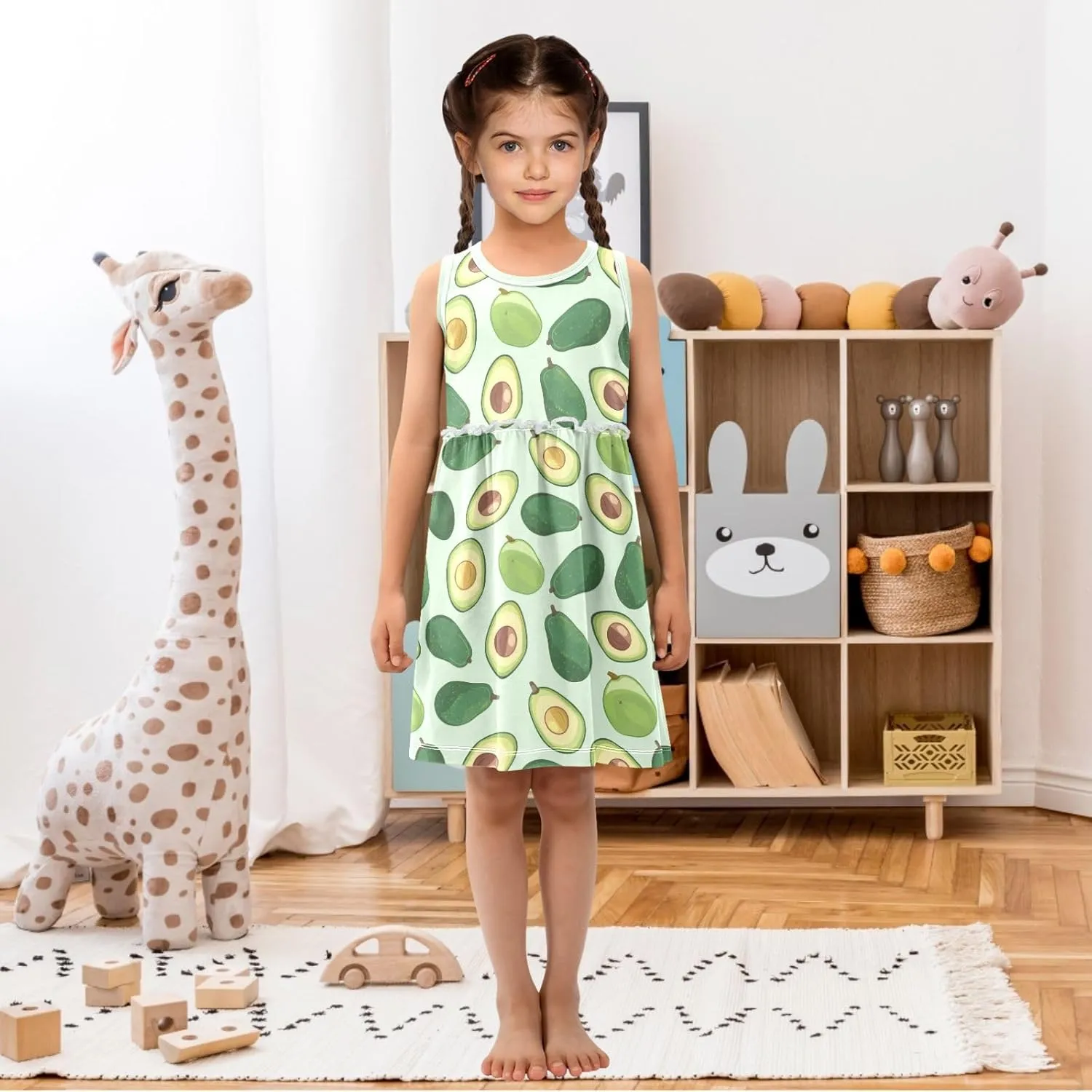 Girls Summer Dress Sleeveless A-Line Swing Sundresses Kids Casual Tank Dresses Beach Playwear Outfit 2-8 Years
