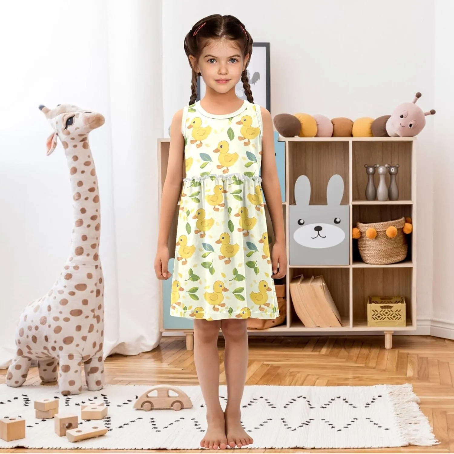 Girls Summer Dress Sleeveless A-Line Swing Sundresses Kids Casual Tank Dresses Beach Playwear Outfit 2-8 Years
