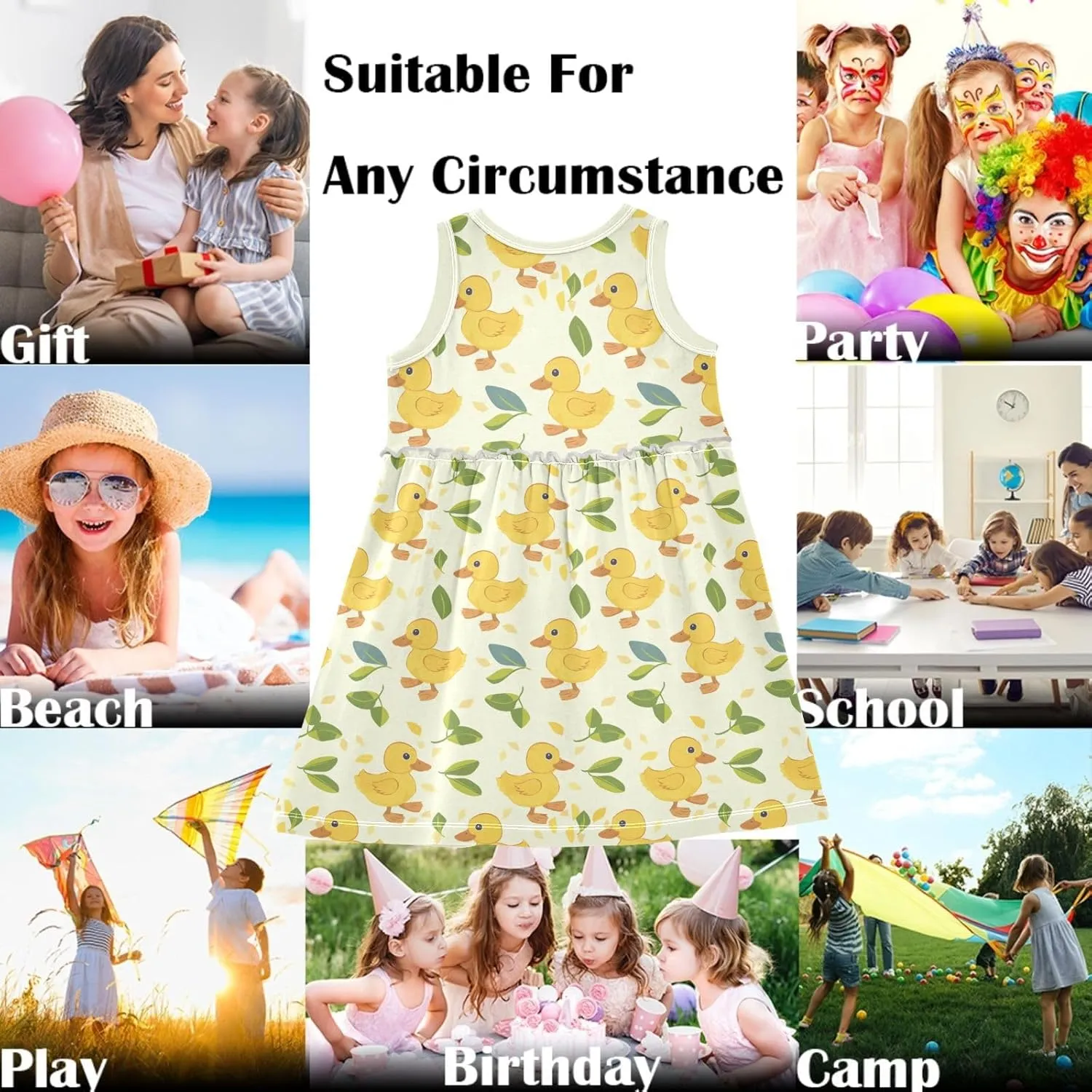 Girls Summer Dress Sleeveless A-Line Swing Sundresses Kids Casual Tank Dresses Beach Playwear Outfit 2-8 Years