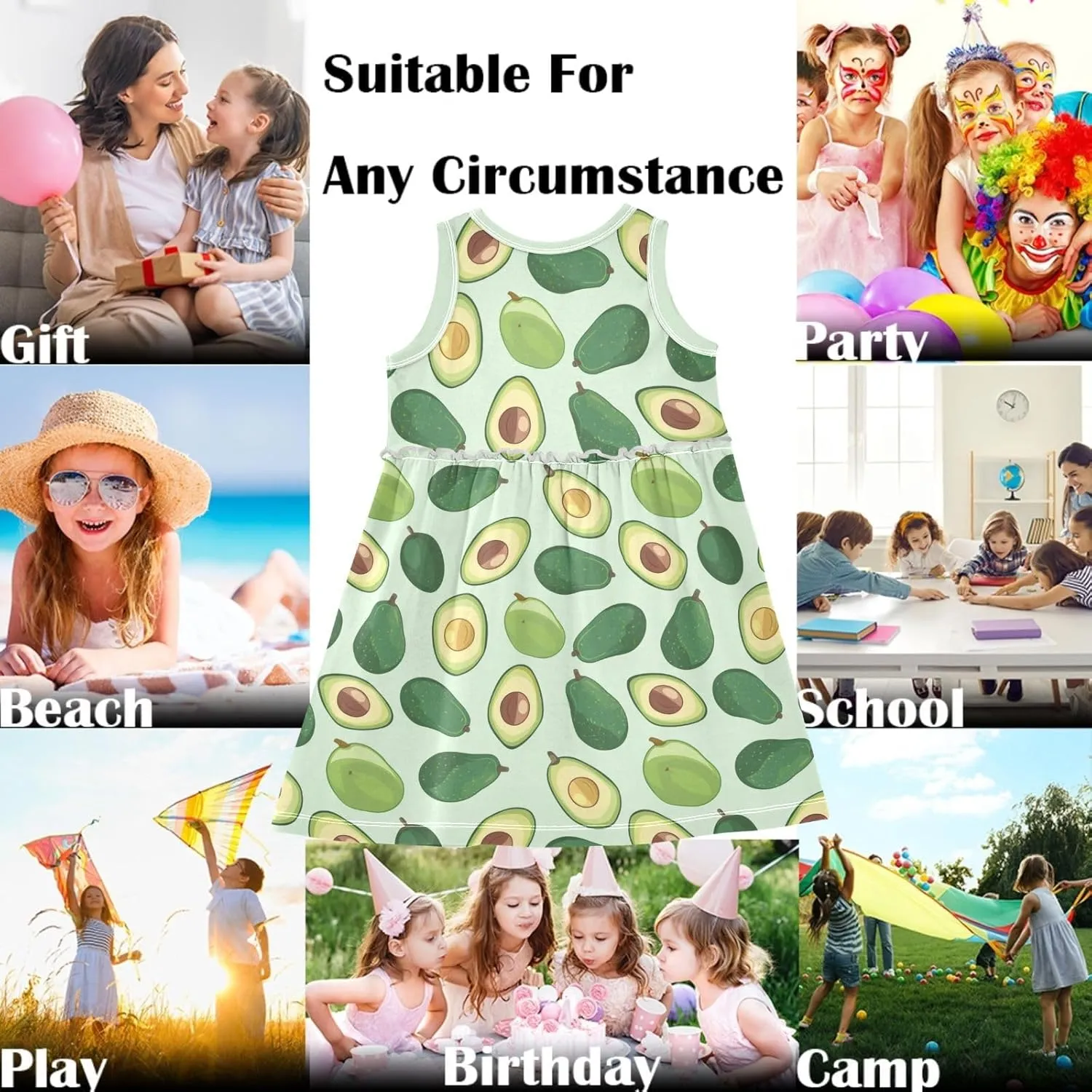 Girls Summer Dress Sleeveless A-Line Swing Sundresses Kids Casual Tank Dresses Beach Playwear Outfit 2-8 Years