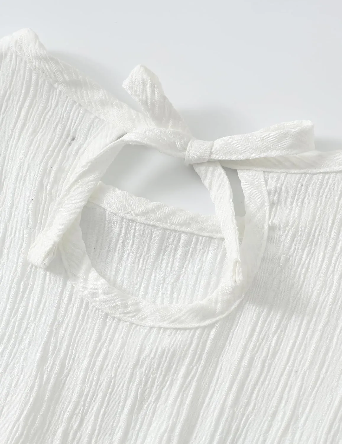 Girls Summer Dresses Tiered Crinkle Flowy Ruffle Sleeve A-Line Swing Backless Bow Lace-up Dress Size 4-12 Years