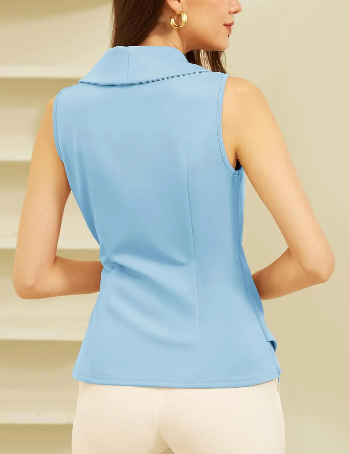 GRACE KARIN Women's Wrap V Neck Casual Work Tops Sleeveless Office Dressy Summer Blouse Asymmetrical Elegant Shirts