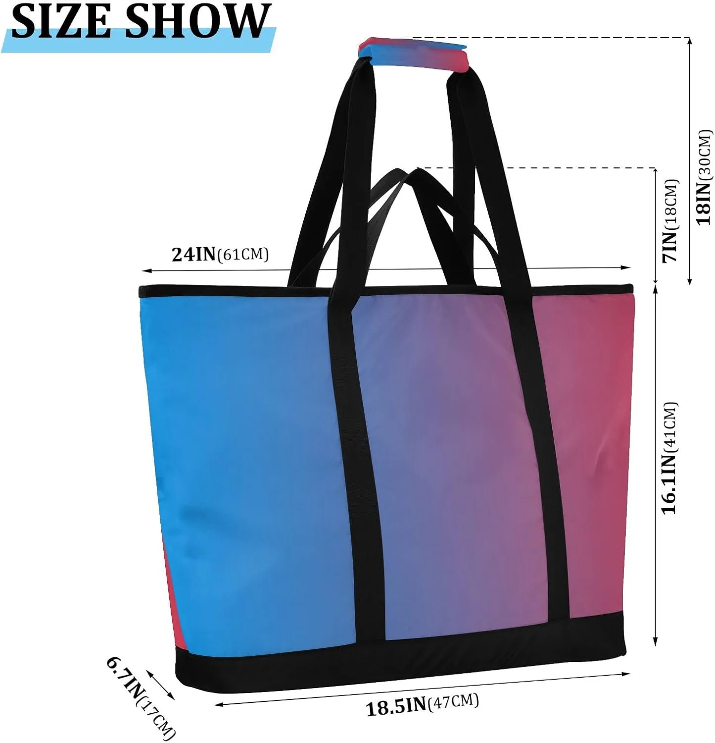 Gradients Tote Bag for Women with Zipper Reusable Grocery Bags Insulated Cooler Bag Shopping Bags Handbags Totes