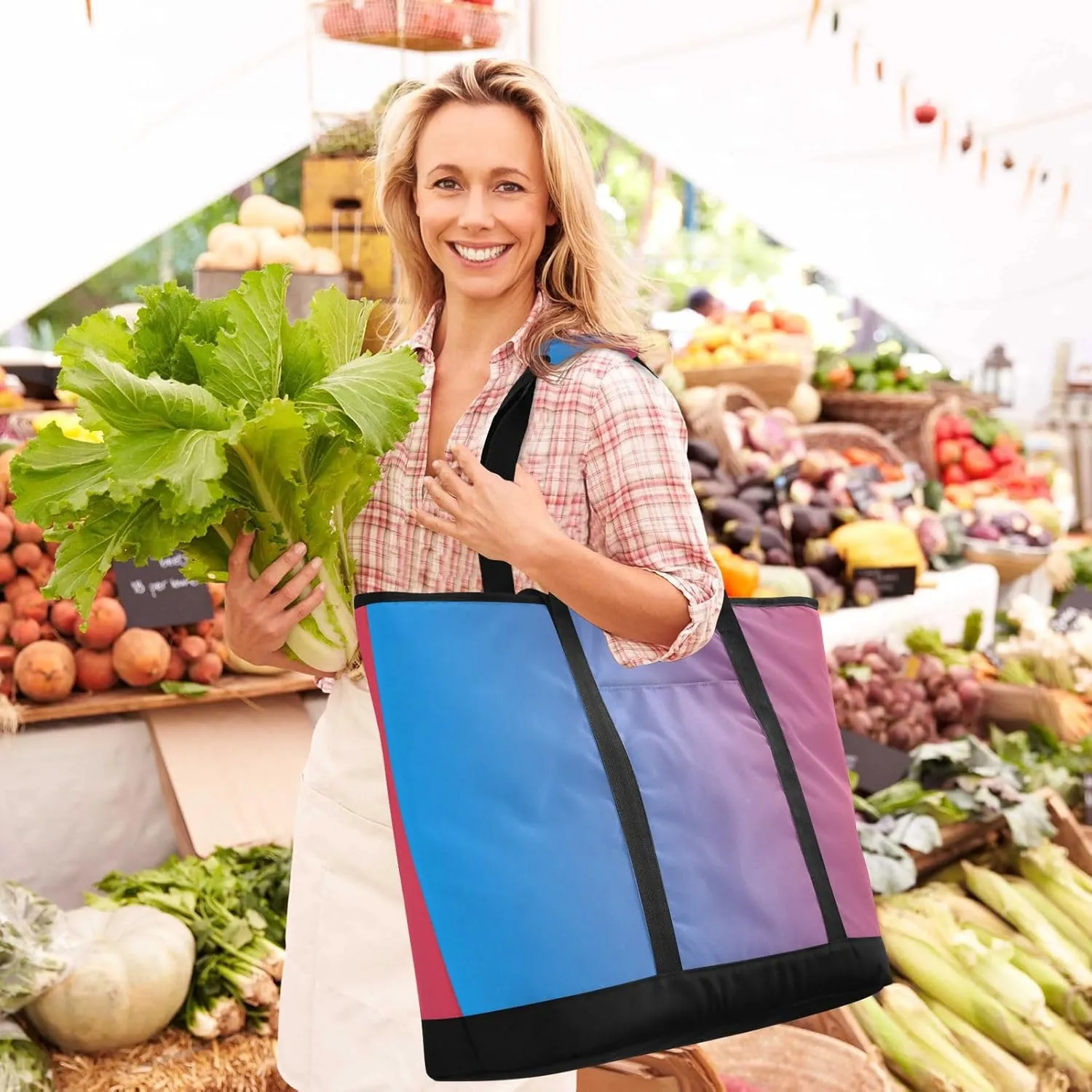 Gradients Tote Bag for Women with Zipper Reusable Grocery Bags Insulated Cooler Bag Shopping Bags Handbags Totes