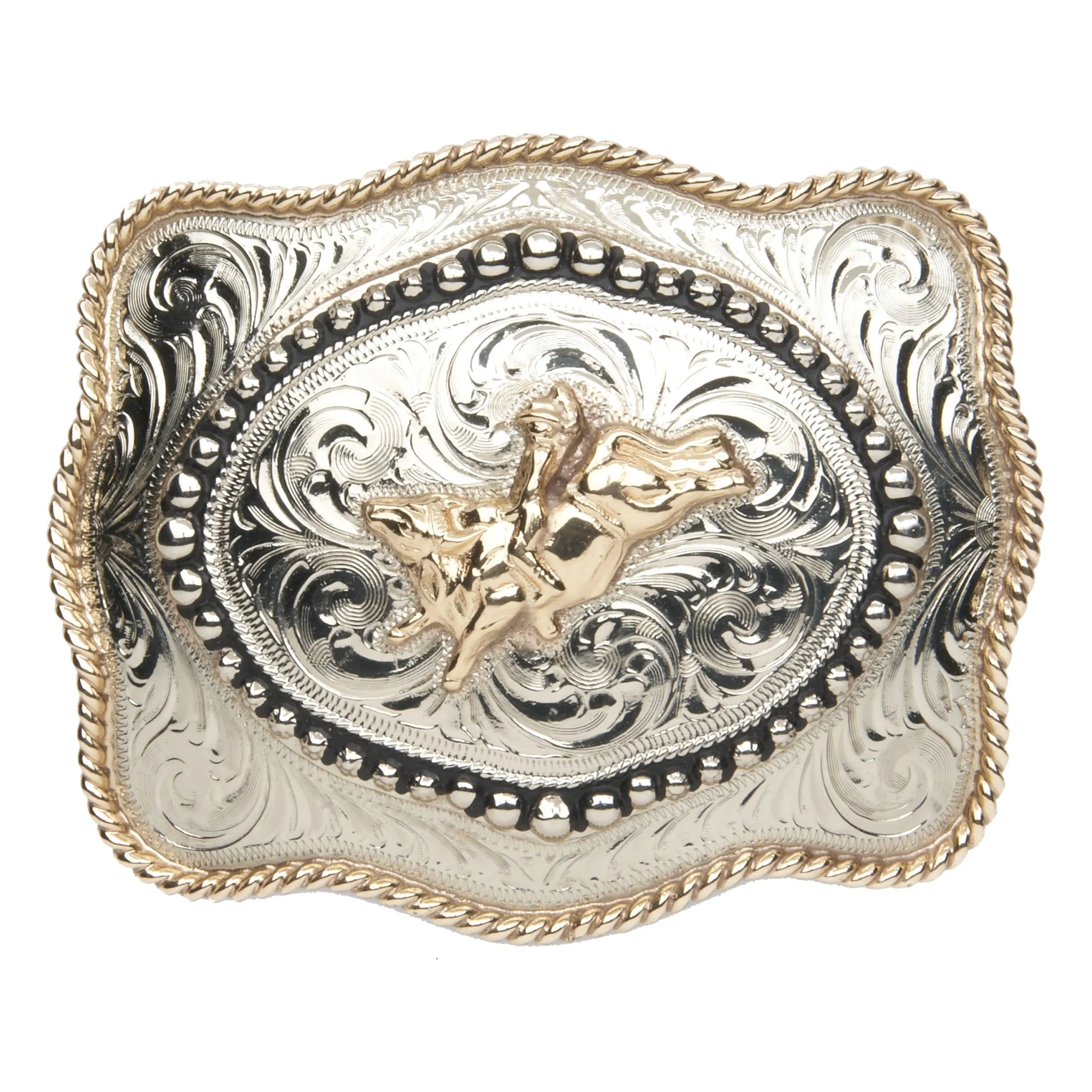 Hand-Finished Bull Rider with Inside Beaded Border Buckle