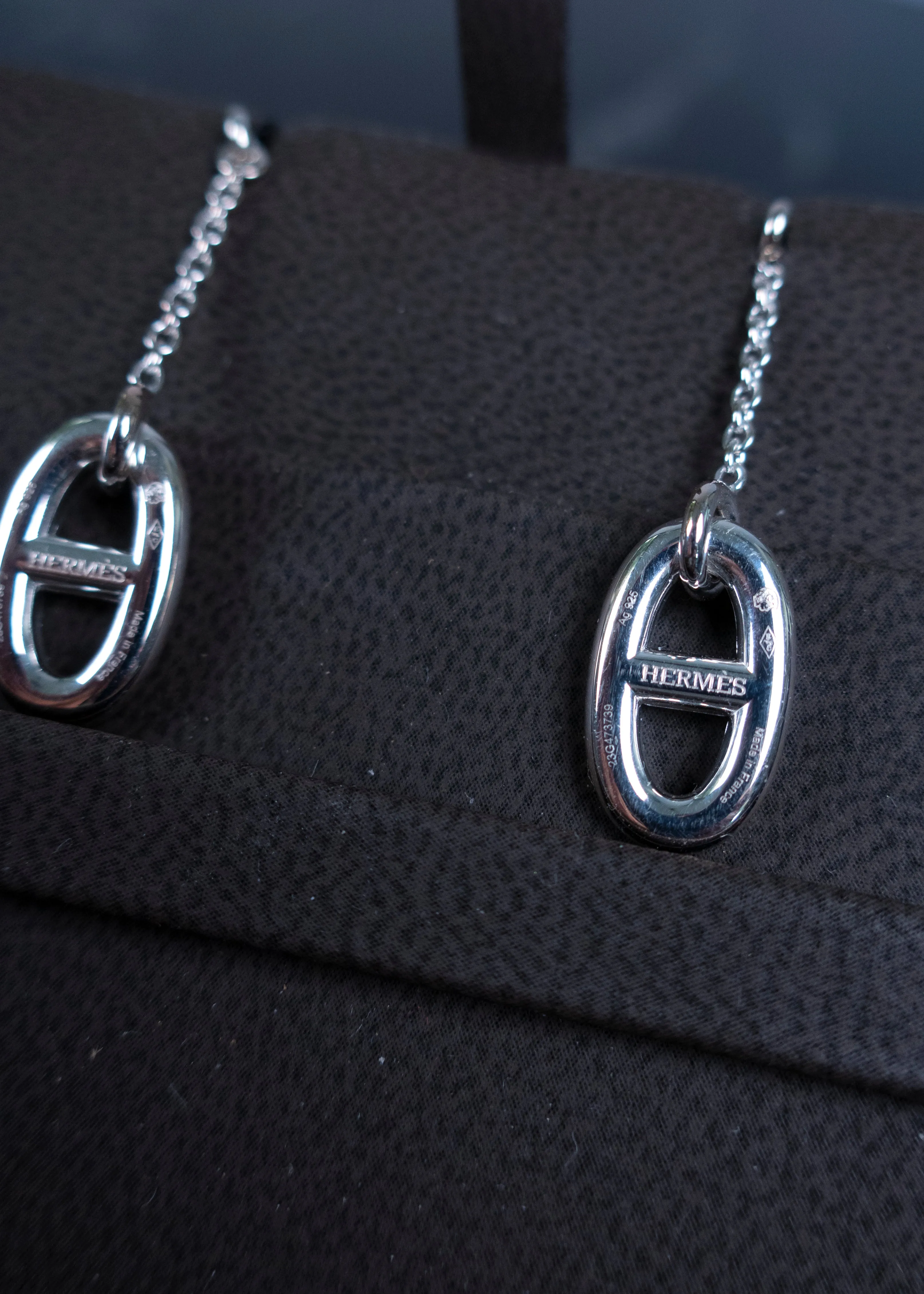Hermès Chaîne d'Ancre Silver Earrings