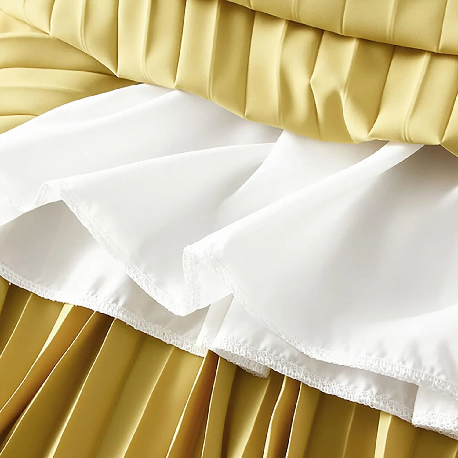 HGps8w Women Elegant Pleated Skirt Solid Color High Elastic Waist Midi Swing A-line Skirts