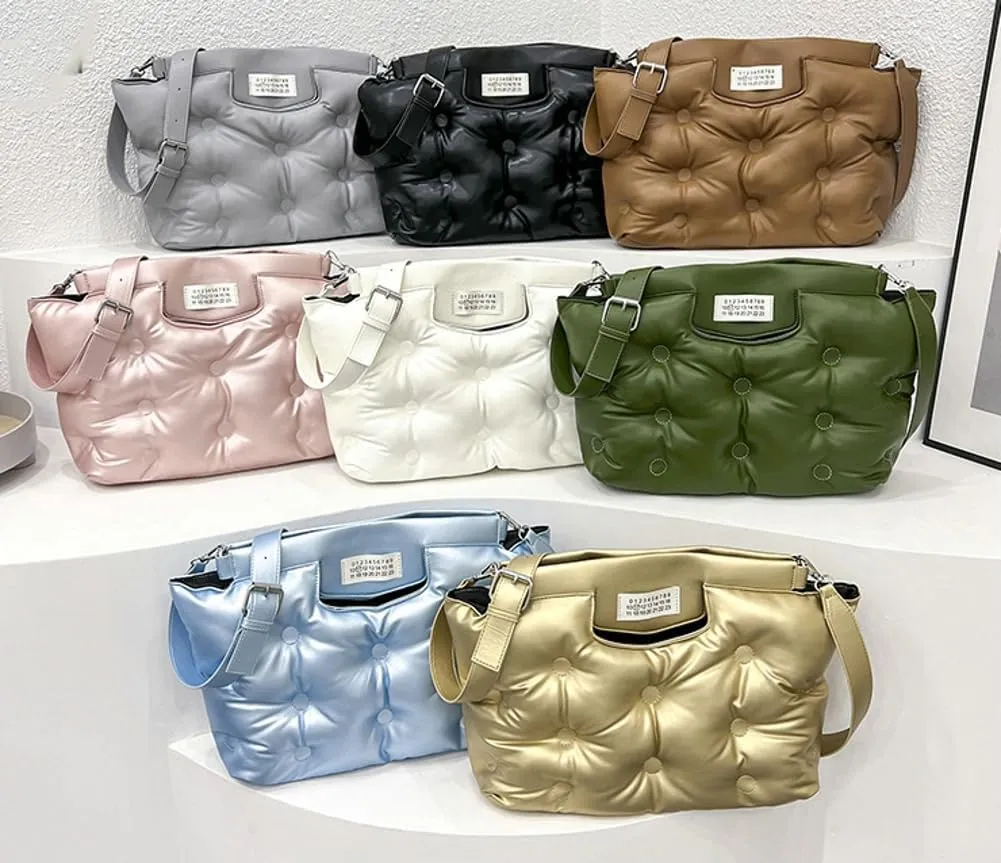 Hobo Bag for Women PU Leather Crossbody Shoulder Bag Puffer Totes Puffy Purses Quilted Handbag Satchels (Color : White)