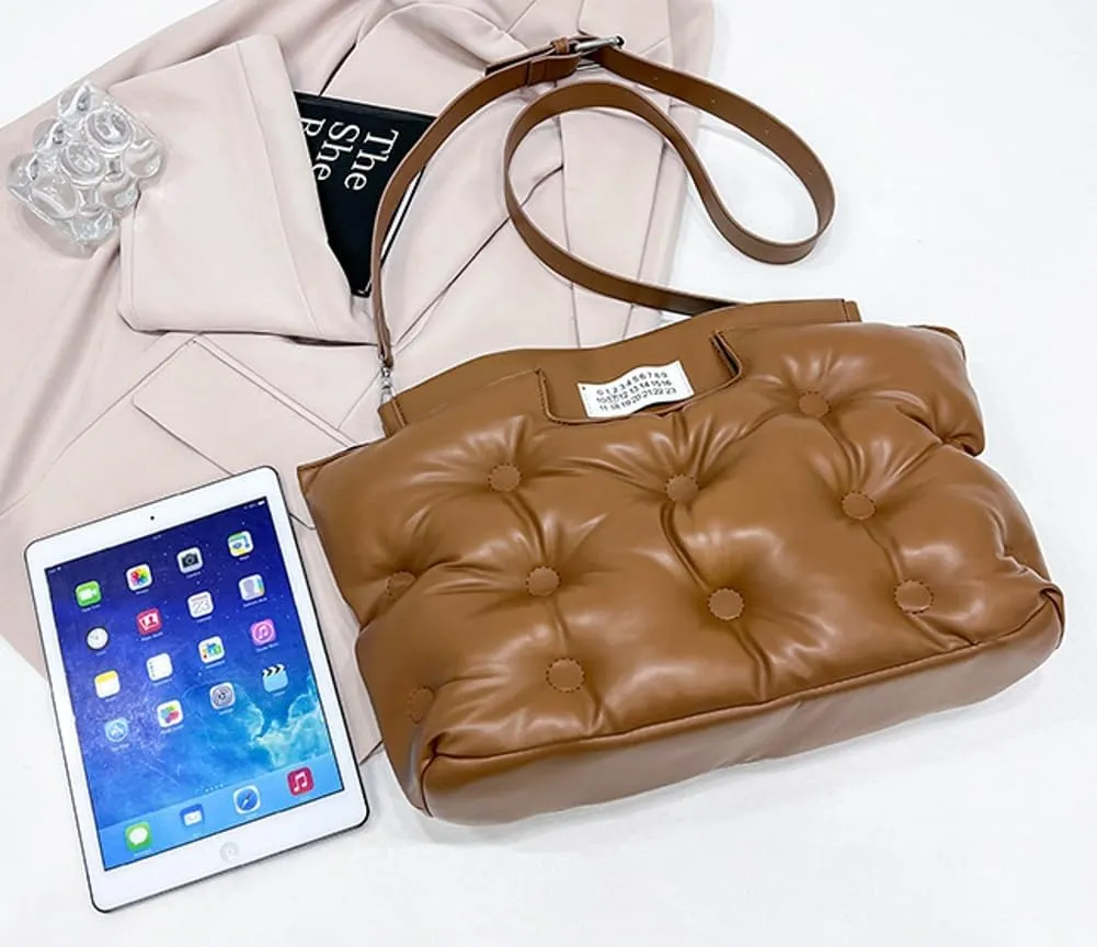 Hobo Bag for Women PU Leather Crossbody Shoulder Bag Puffer Totes Puffy Purses Quilted Handbag Satchels (Color : White)