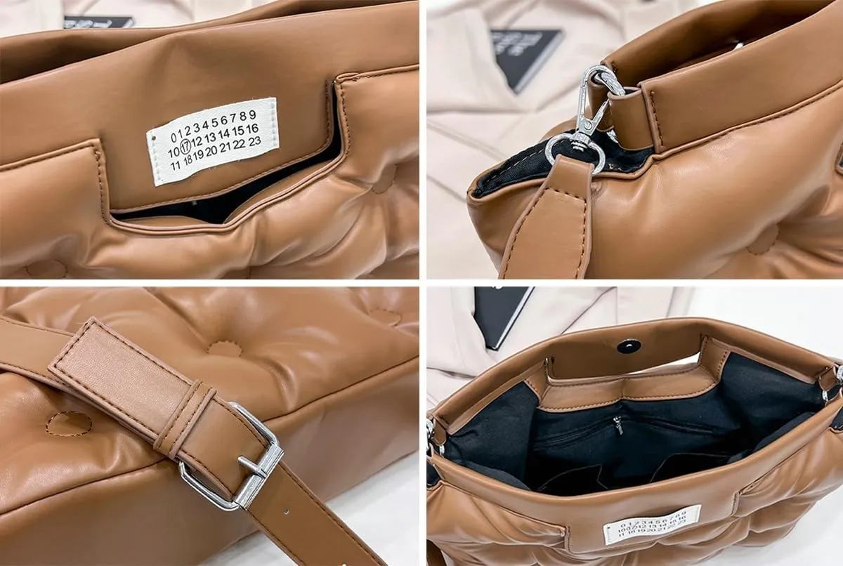 Hobo Bag for Women PU Leather Crossbody Shoulder Bag Puffer Totes Puffy Purses Quilted Handbag Satchels (Color : White)