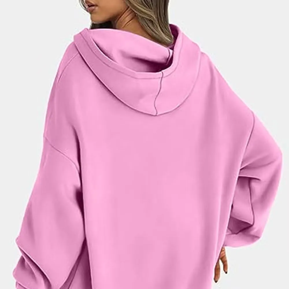 Hoodies Oversized Woman Fleece Hooded Pullover Tops Sweaters Drop Shoulder Long Sleeve Solid Color Tops for Leggings