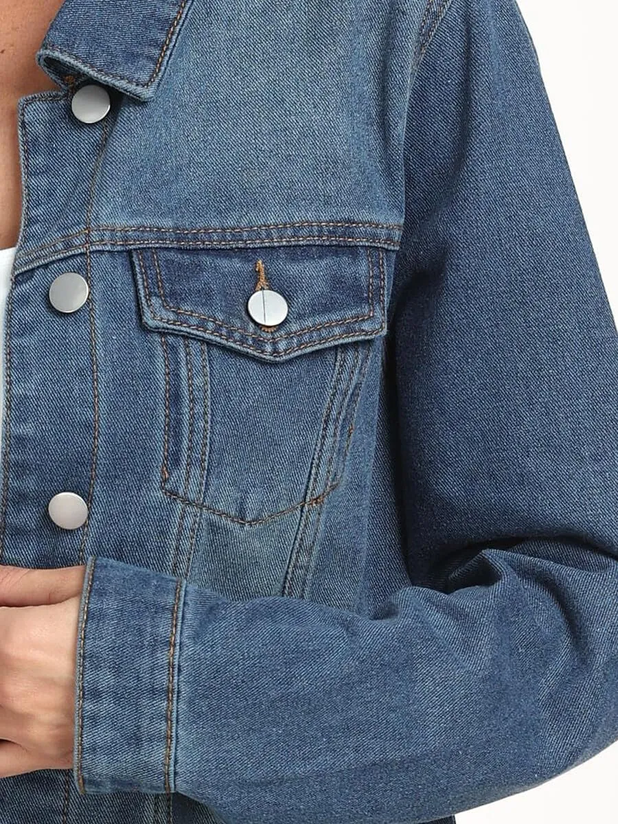 J.Corrine Women's Denim Jacket Long Sleeves Button Down Shacket Jacket Jean Coat with Pockets