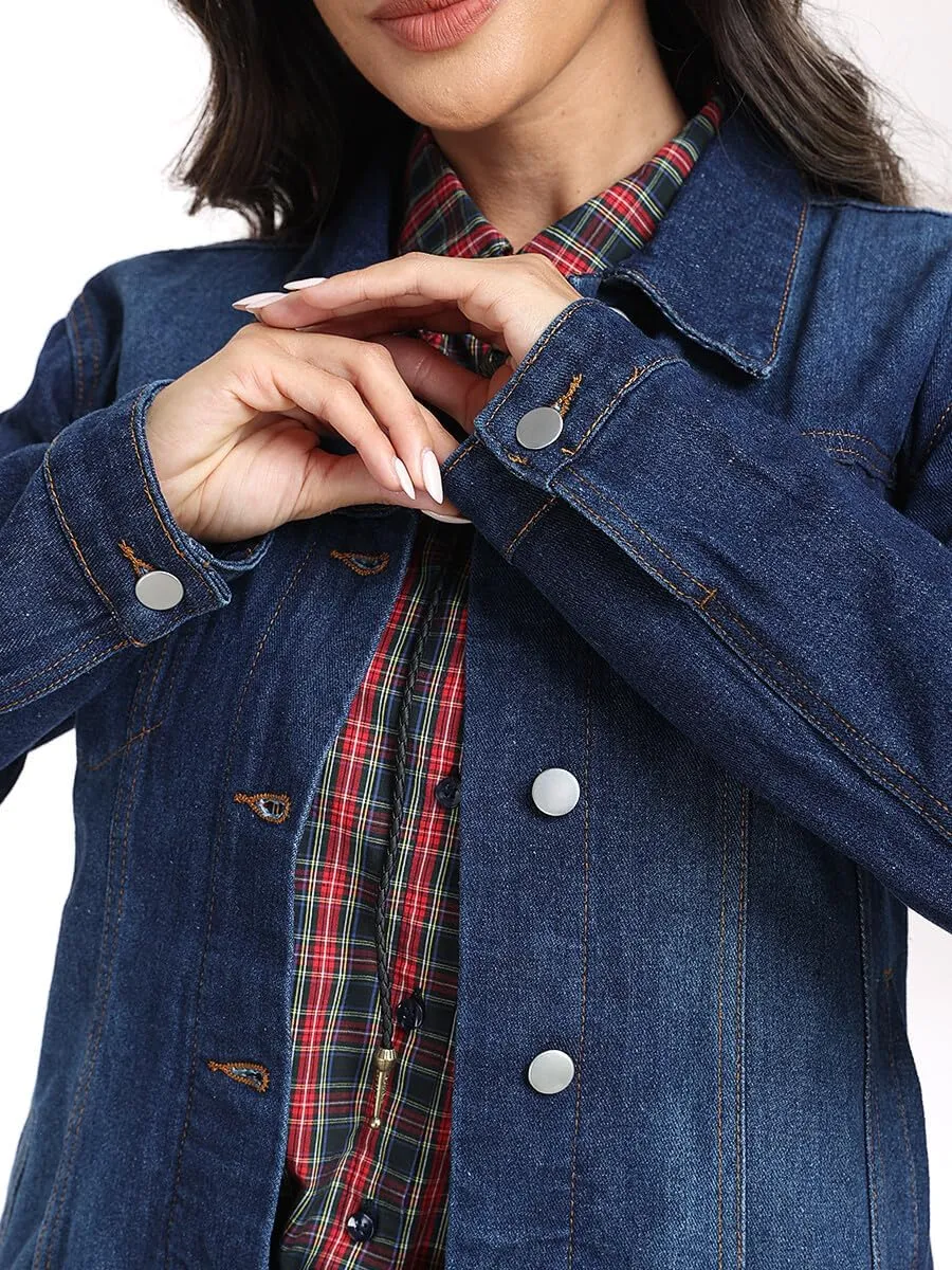 J.Corrine Women's Denim Jacket Long Sleeves Button Down Shacket Jacket Jean Coat with Pockets