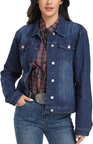J.Corrine Women's Denim Jacket Long Sleeves Button Down Shacket Jacket Jean Coat with Pockets