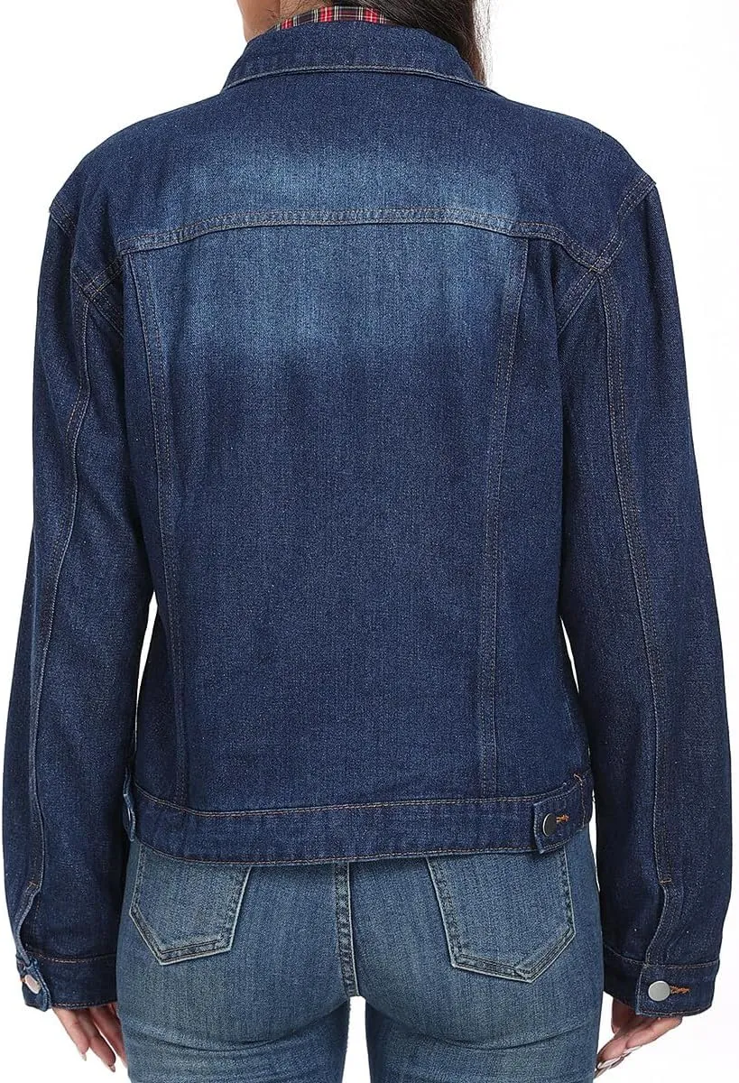 J.Corrine Women's Denim Jacket Long Sleeves Button Down Shacket Jacket Jean Coat with Pockets