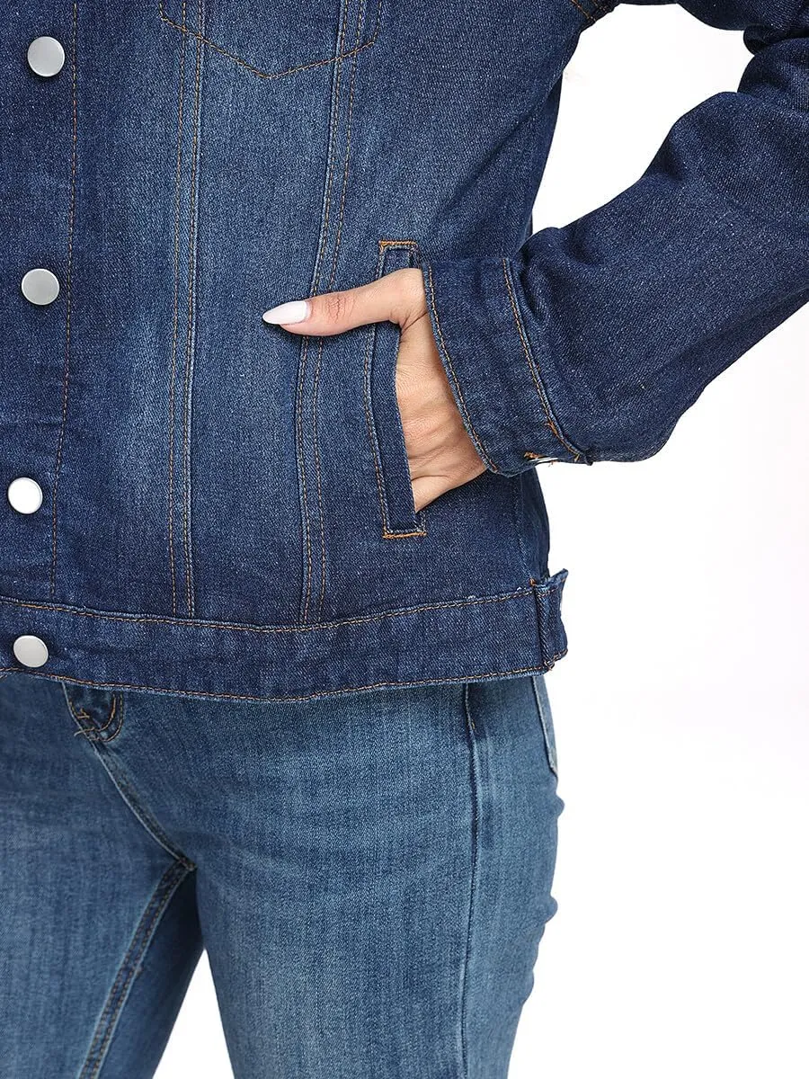 J.Corrine Women's Denim Jacket Long Sleeves Button Down Shacket Jacket Jean Coat with Pockets