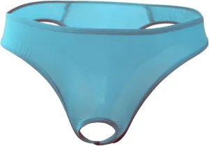JEsilunmaMY Briefs Underwear for Men Low Rise Ice Silk Open Pouch Thong Bikini See Through Sexy Panties Underpants Swimwear