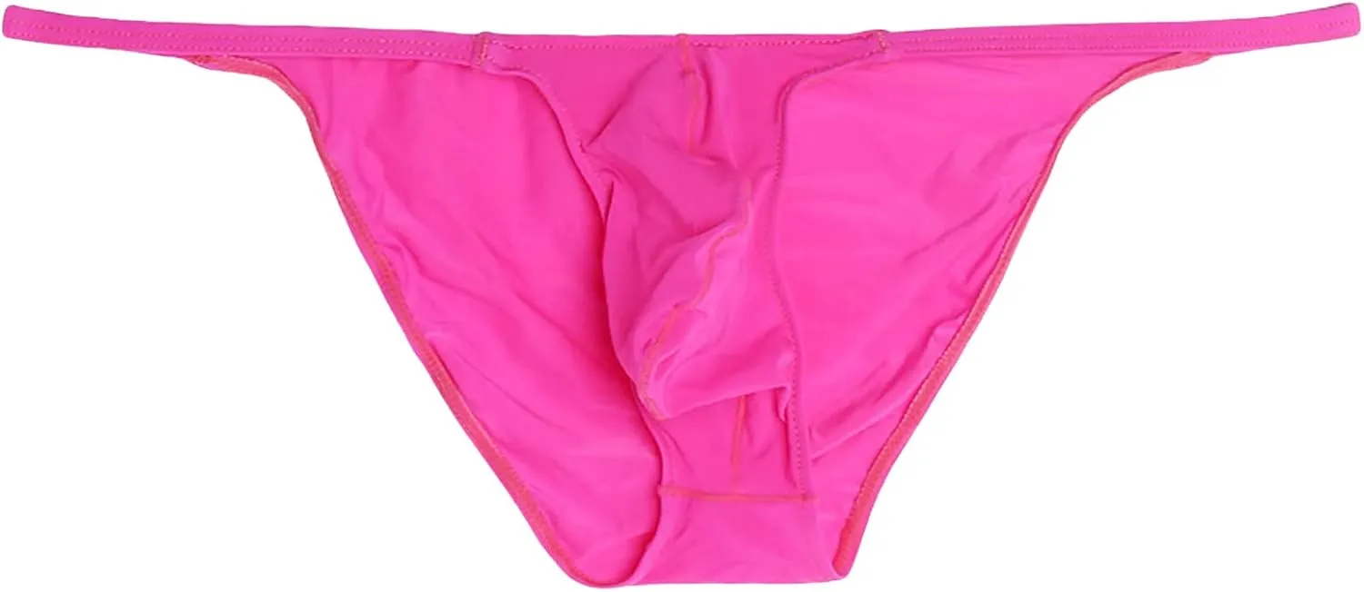 JEsilunmaMY Men's Ice Silk Thongs Low Waist Bulge Pouch G-Strings Briefs High Stretch Sexy Thin High Fork Underwear Lingerie