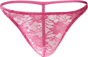 JEsilunmaMY Mens Lace Bikini Briefs Low Rise See Through Sissy Panties Underwear Backless Breathable Sheer T-Back Underpants