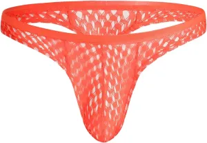 JEsilunmaMY Mens Mesh Hollow Thong Low Waist Bulge Pouch Bikini Briefs Underwear Solid Color See Through Breathable Panties