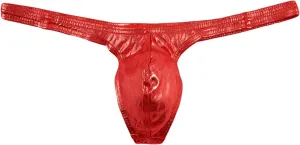 JEsilunmaMY Mens Stretch U Convex Thongs Low Waist Shiny Leather Pouch G-String Briefs Sexy Panties T-Back Bikini Underwear