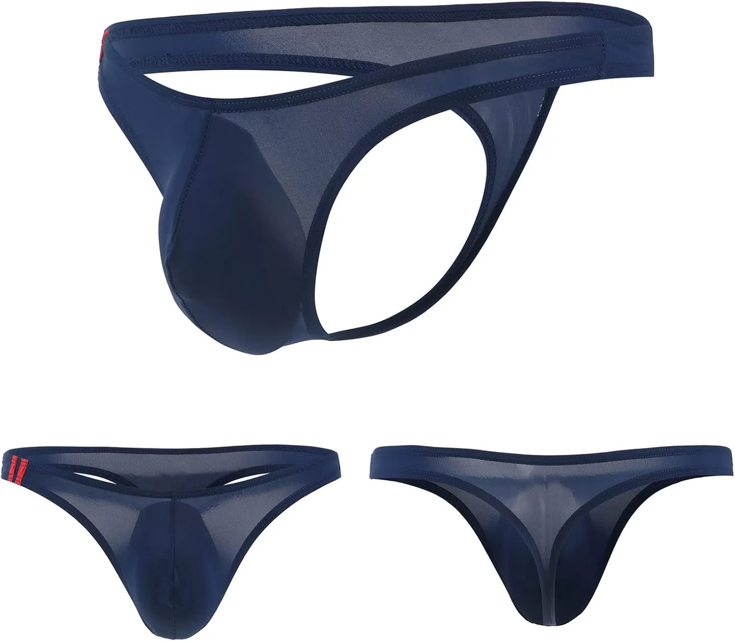 JEsilunmaMY Sexy Ice Silk Thong for Men Low Rise Bulge Pouch G-String Bikini Briefs See Through Supporter Jockstrap Underwear