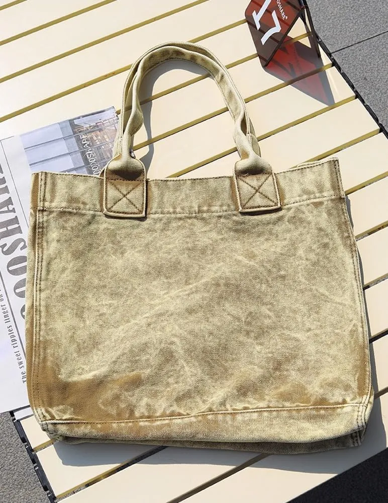 JHTPSLR Denim Tote Bag for Women Jeans Bag Vintage Denim Handbags Shoulder Bag Hand Tote Casual Vintage Preppy