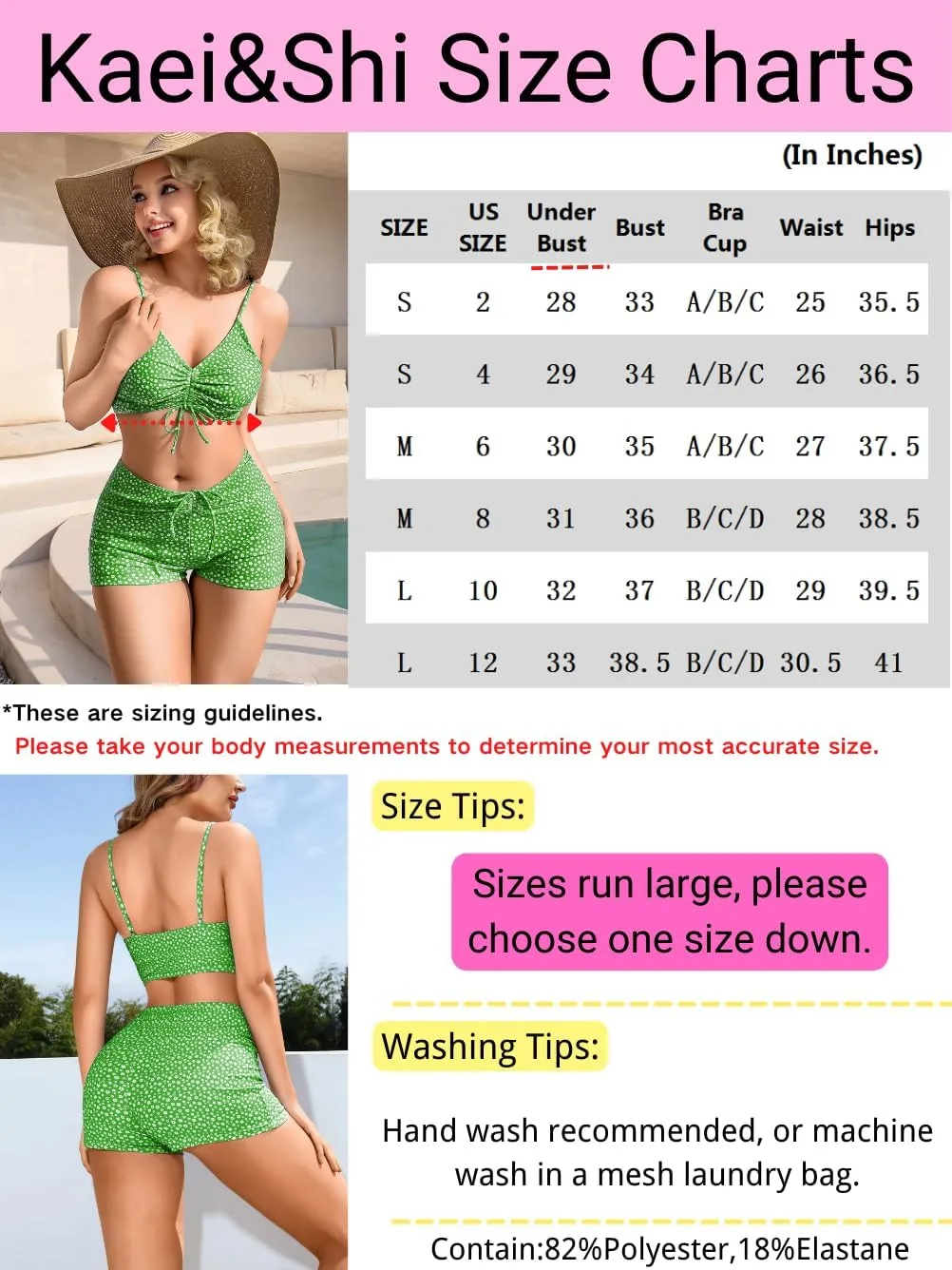 Kaei&Shi Boy Short Bikini Sets for Women,Modest Two Piece High Waisted Shorts Bikinis,Cute Floral Ruched Boyshort Swimsuits