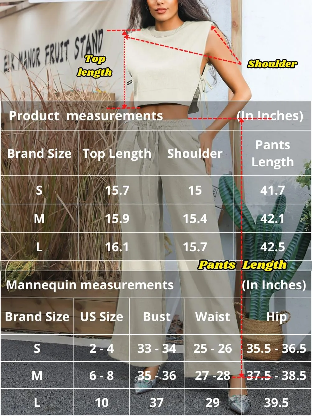 Kaei&Shi Casual Linen Two Piece Set Women,Sexy Drawstring High Waisted Wide Leg Pants,Sleeveless Crop Top,Summer Outfit