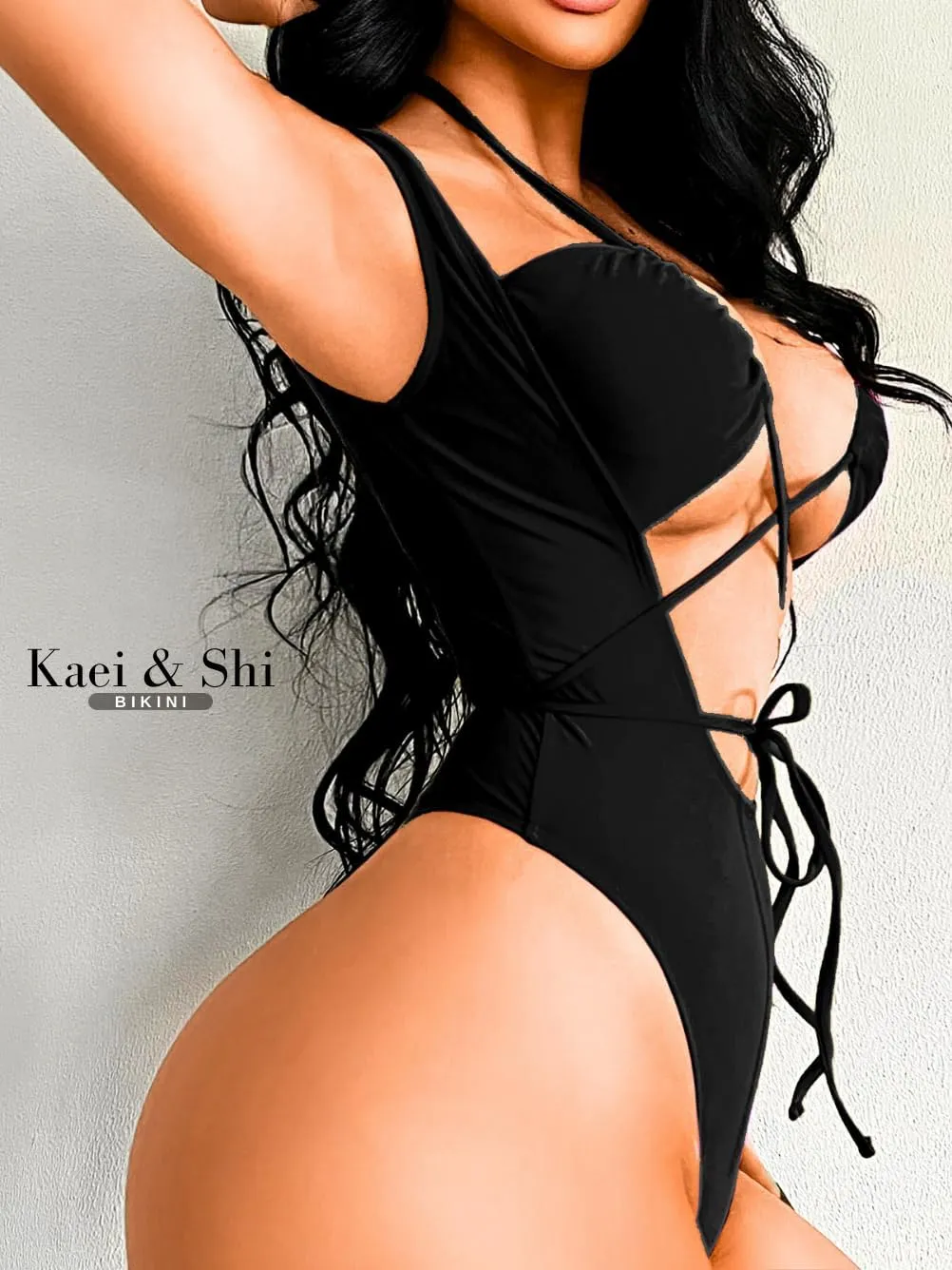 Kaei&Shi Cut Out One Piece Swimsuit,Strappy String Monokini Miami Outfit,Sexy Bathing Suit for Women