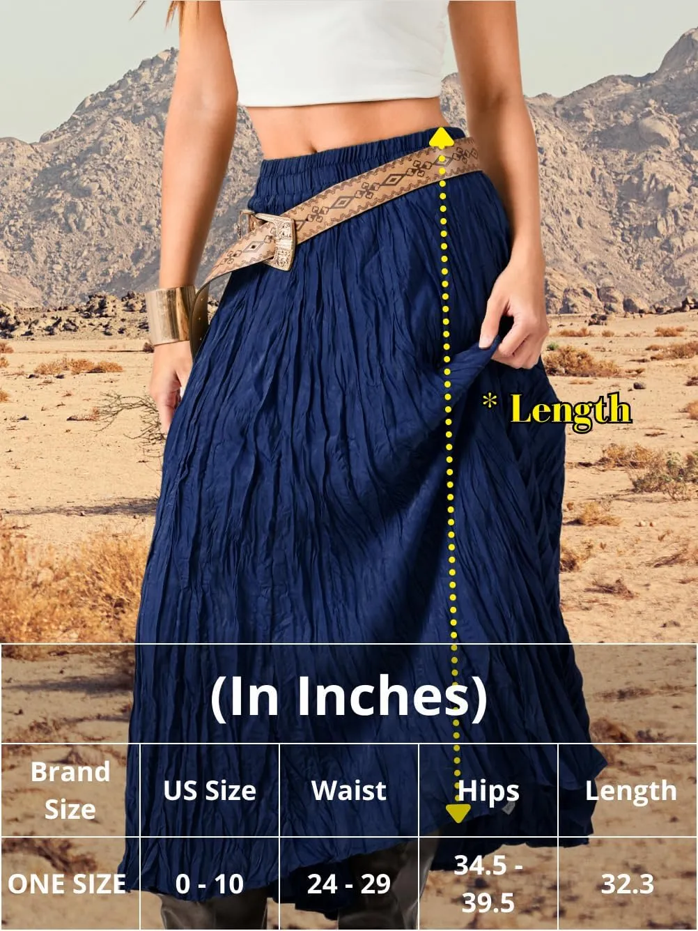 Kaei&Shi Pleated Midi Skirt,High Waisted A Line Flowy Boho Skirts for Women,Renaissance Costume Country Festival Vacation