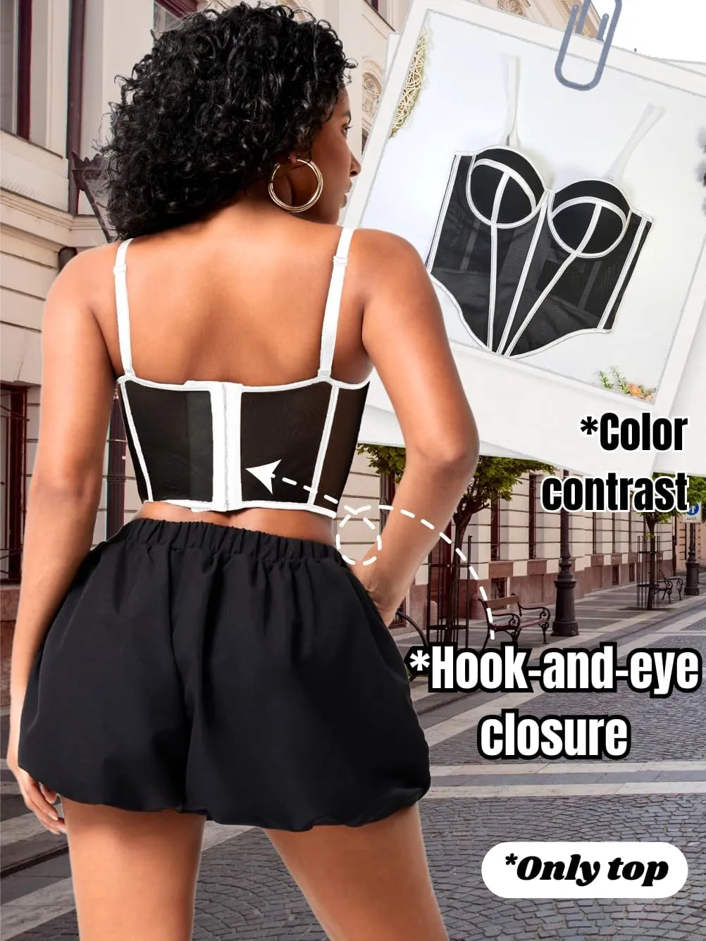 Kaei&Shi Sexy Mesh Sheer Corset Top,Sleeveless Bustier Bra for Women Going Out