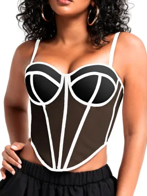 Kaei&Shi Sexy Mesh Sheer Corset Top,Sleeveless Bustier Bra for Women Going Out