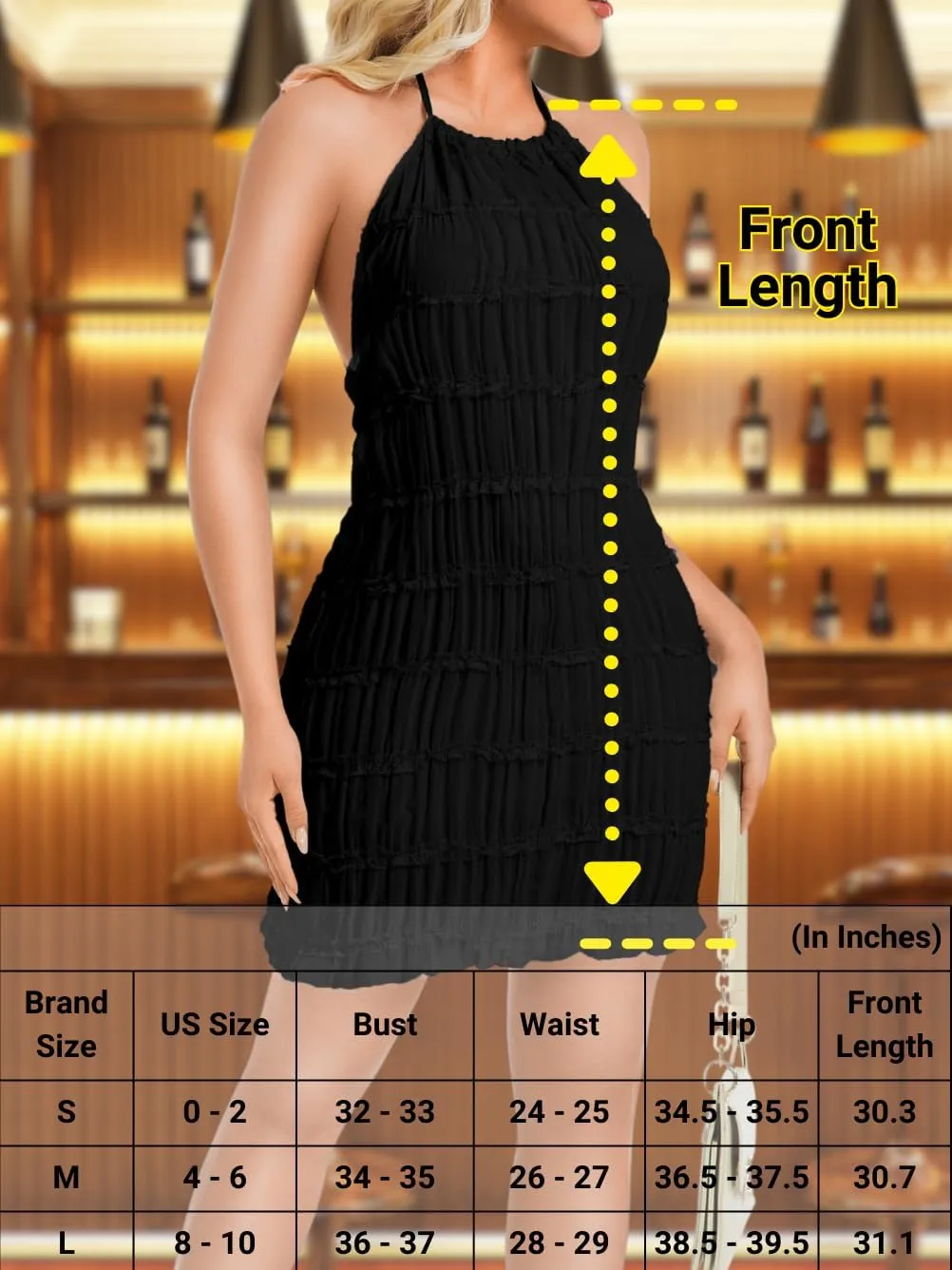 Kaei&Shi Summer Halter Chiffon Dresses,Backless Tiered Mini Dress,Women Ruched Lace Trim Beach Sundress
