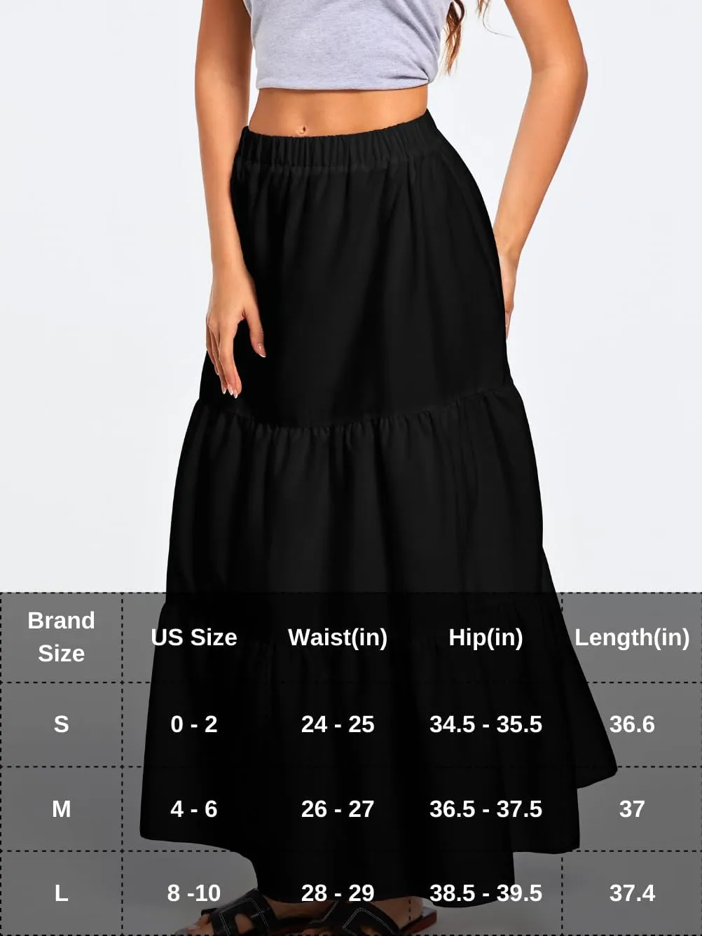 Kaei&Shi Womens Boho High Waisted Gingham Long Maxi Skirts Summer