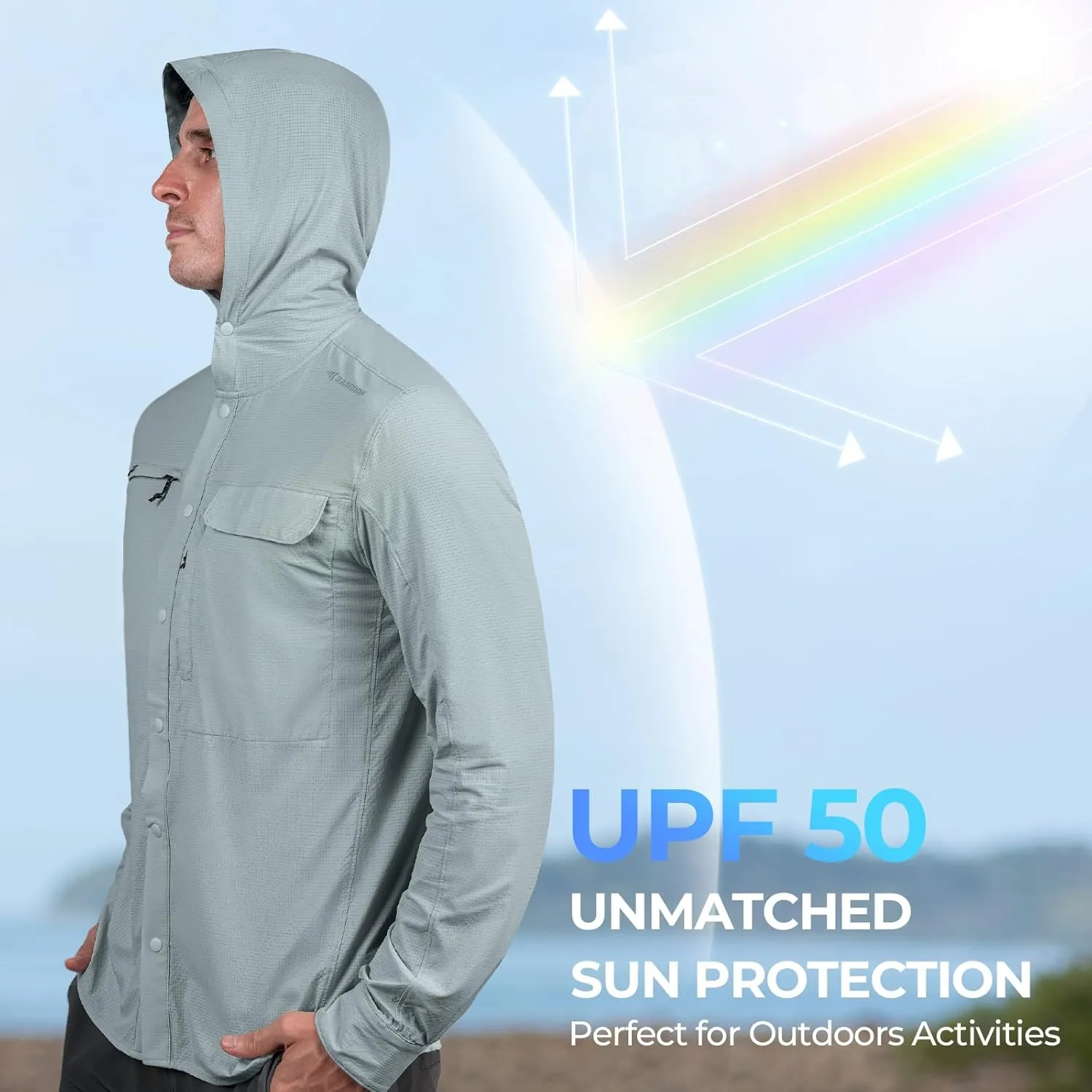 KastKing Baxter Pass UPF 50  Long Sleeve Shirt with Hood - Breathable, Quick-Dry, 4-Way Stretch, Multi Design for Outdoors