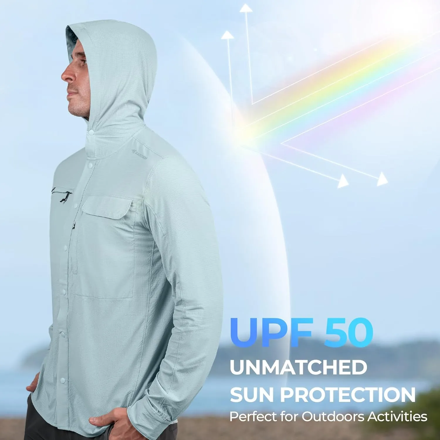 KastKing Baxter Pass UPF 50  Long Sleeve Shirt with Hood - Breathable, Quick-Dry, 4-Way Stretch, Multi Design for Outdoors