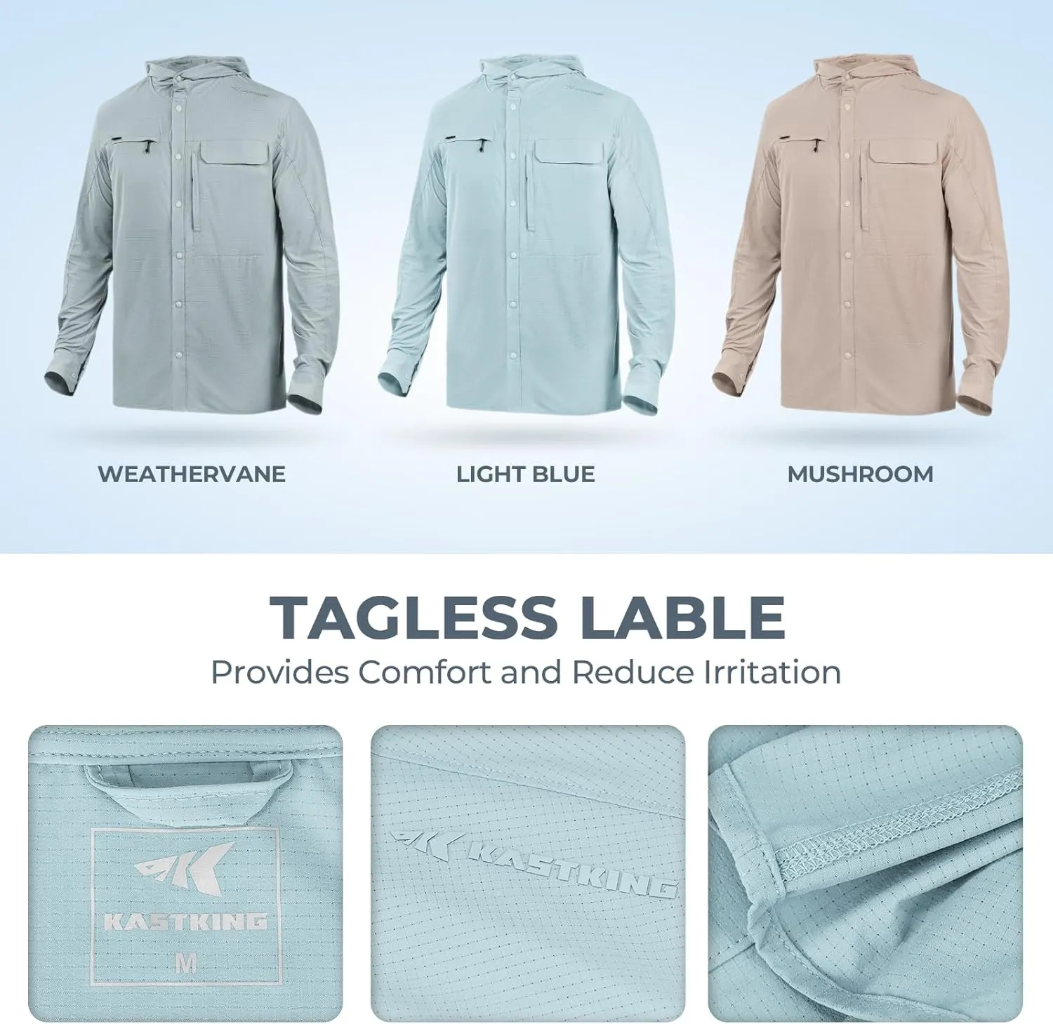 KastKing Baxter Pass UPF 50  Long Sleeve Shirt with Hood - Breathable, Quick-Dry, 4-Way Stretch, Multi Design for Outdoors