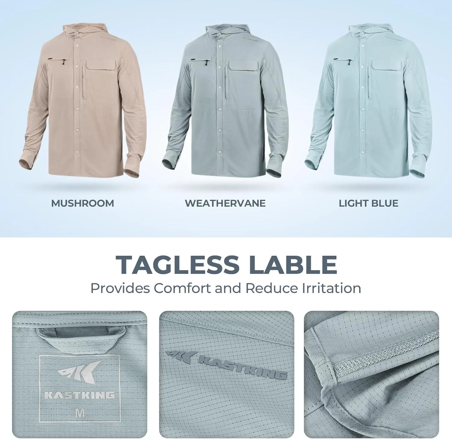 KastKing Baxter Pass UPF 50  Long Sleeve Shirt with Hood - Breathable, Quick-Dry, 4-Way Stretch, Multi Design for Outdoors