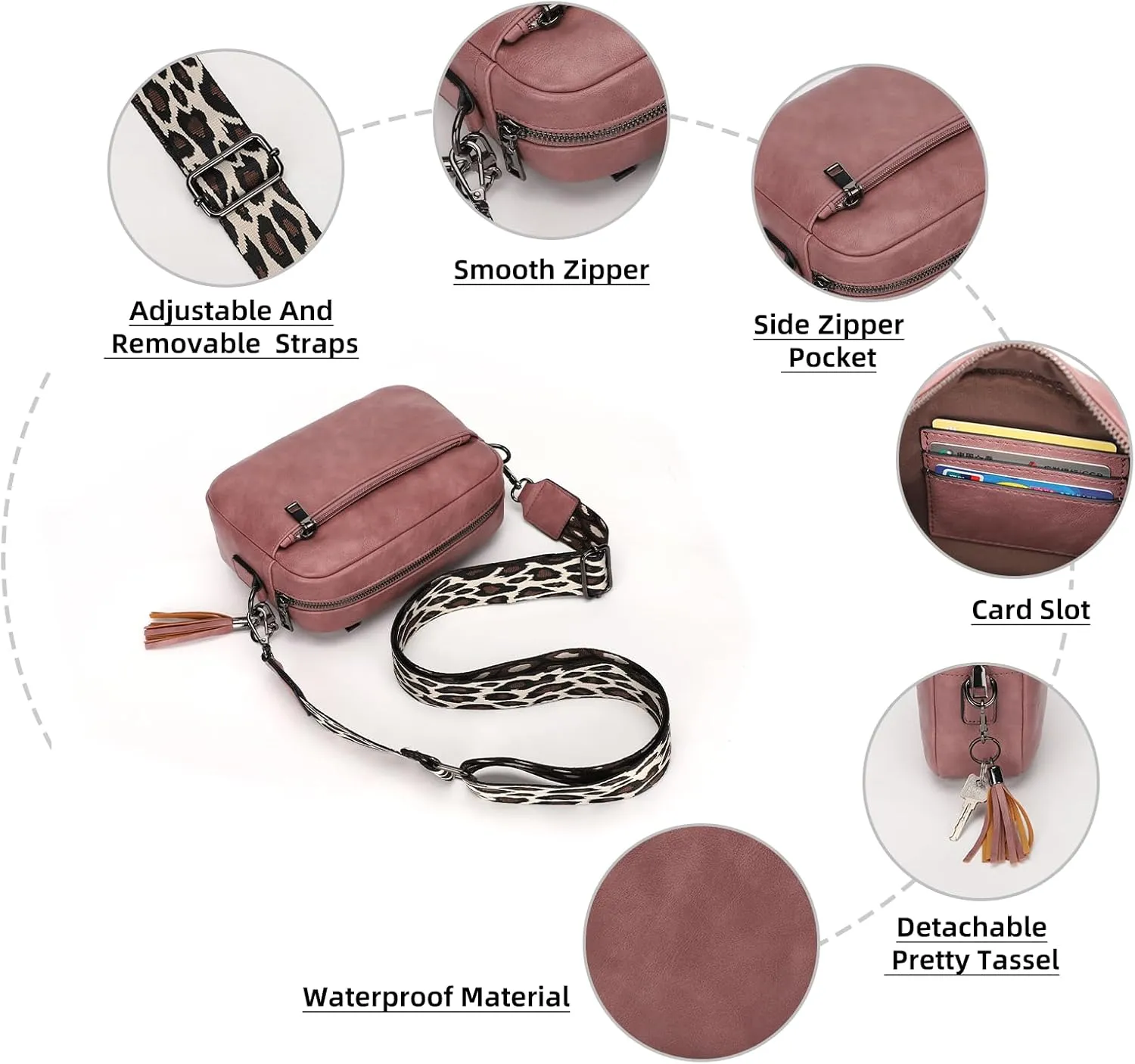 KL928 Small Crossbody Bag for Women, Soft FAUX Leather Cell Phone PurseAdjustable Strap Shoulder Handbags Wallet Purse