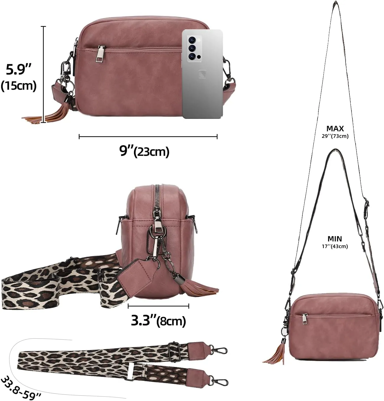 KL928 Small Crossbody Bag for Women, Soft FAUX Leather Cell Phone PurseAdjustable Strap Shoulder Handbags Wallet Purse