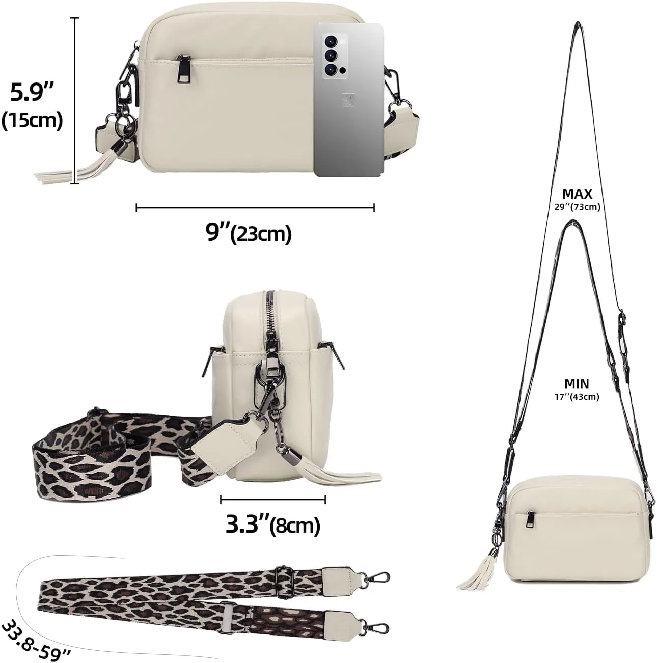 KL928 Small Crossbody Bag for Women, Soft FAUX Leather Cell Phone PurseAdjustable Strap Shoulder Handbags Wallet Purse