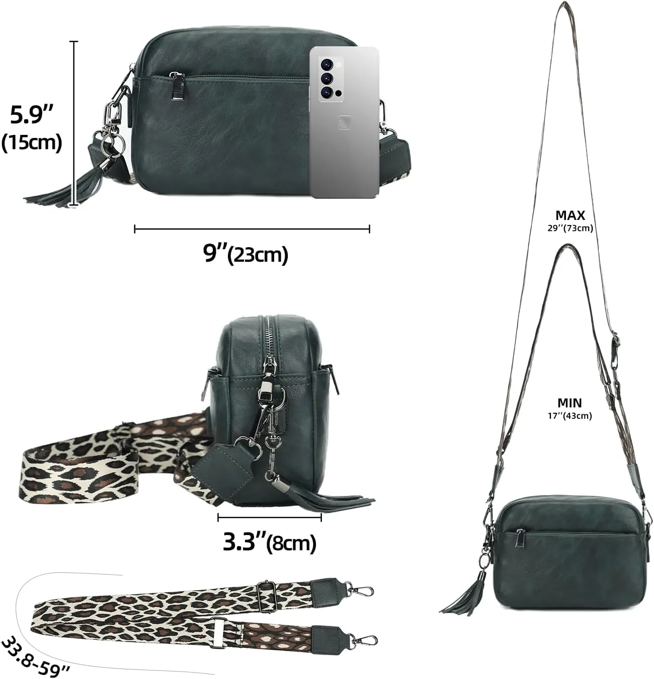 KL928 Small Crossbody Bag for Women, Soft FAUX Leather Cell Phone PurseAdjustable Strap Shoulder Handbags Wallet Purse