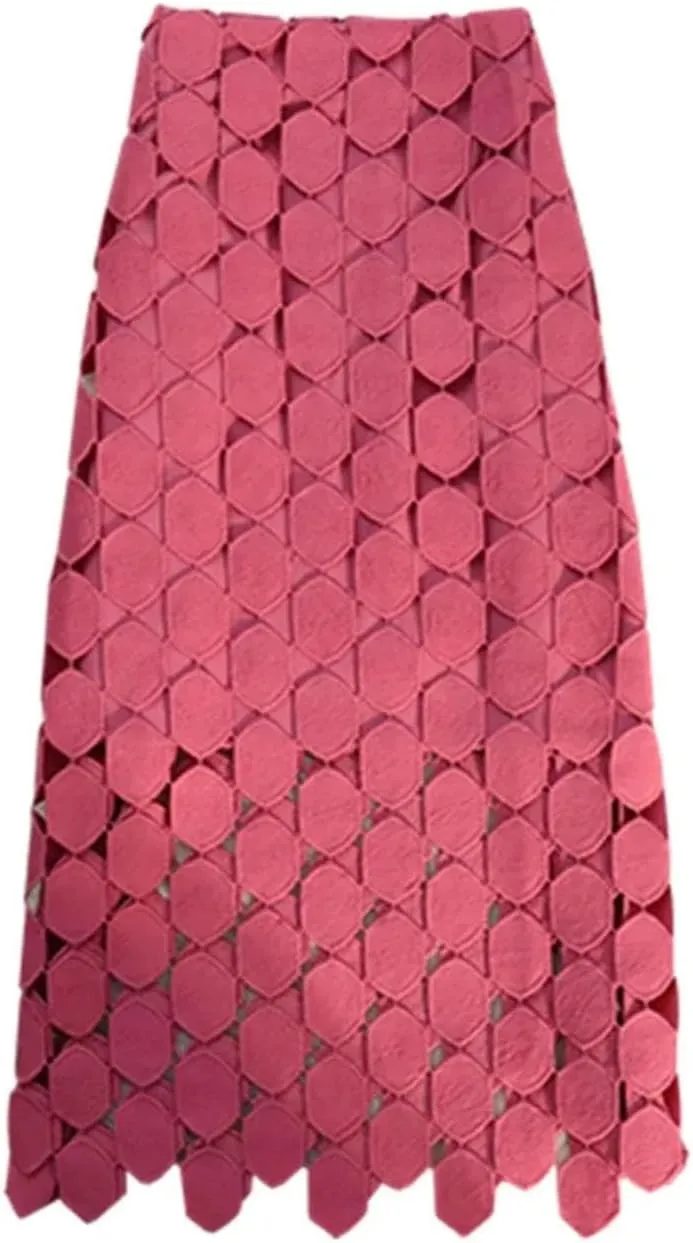 Ladies High Waist Hollow Out Office Wrap Skirts Lace Crochet Pencil Women's Skirts