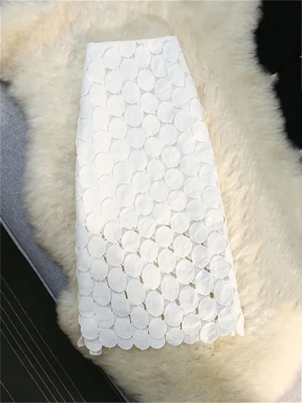 Ladies High Waist Hollow Out Office Wrap Skirts Lace Crochet Pencil Women's Skirts
