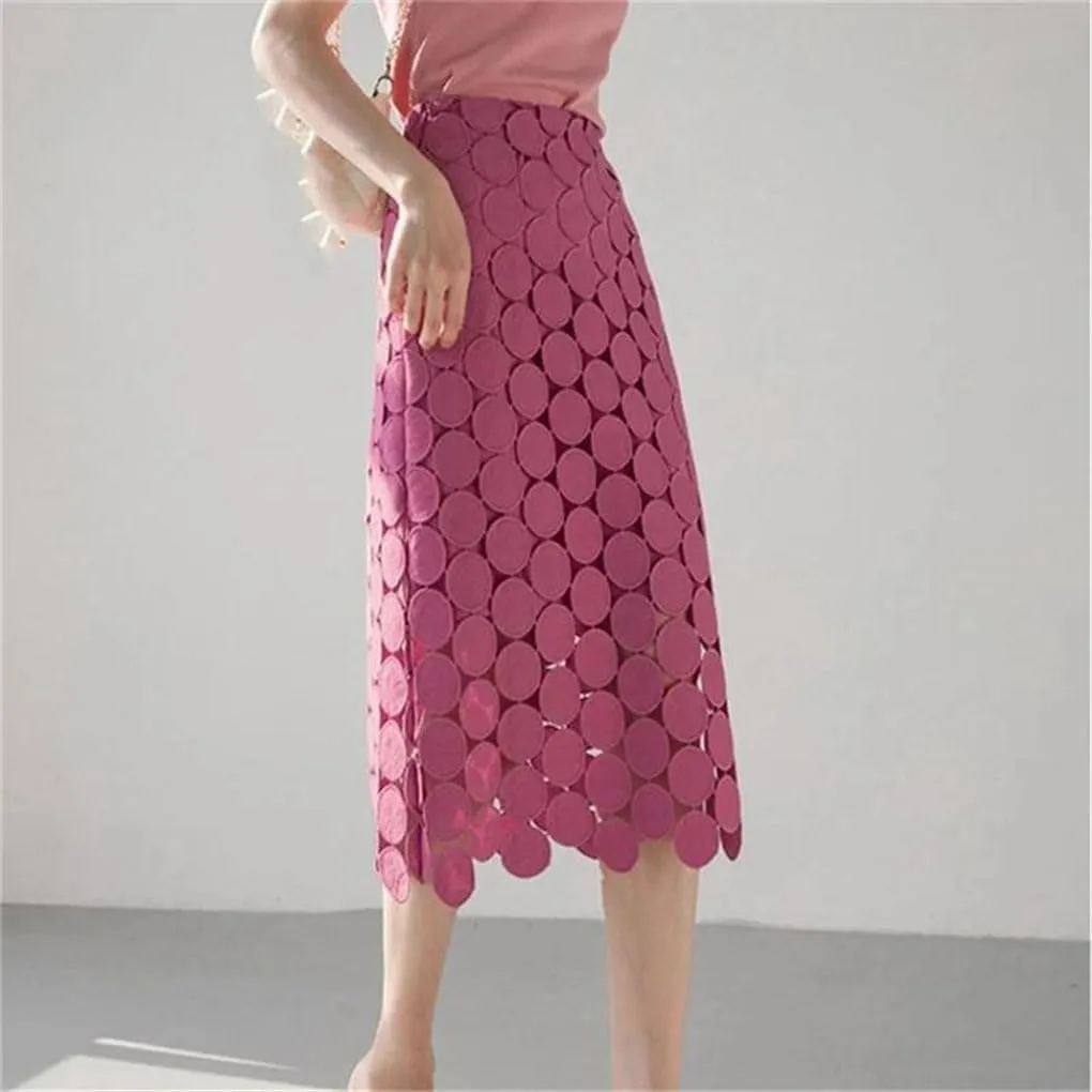 Ladies High Waist Hollow Out Office Wrap Skirts Lace Crochet Pencil Women's Skirts