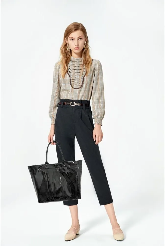 Large PVC Tote Bag Women'S Kraft Paper Carry All Bag Top Handle Clear Hobo Bag Blank Simple Plastic Totes Bag