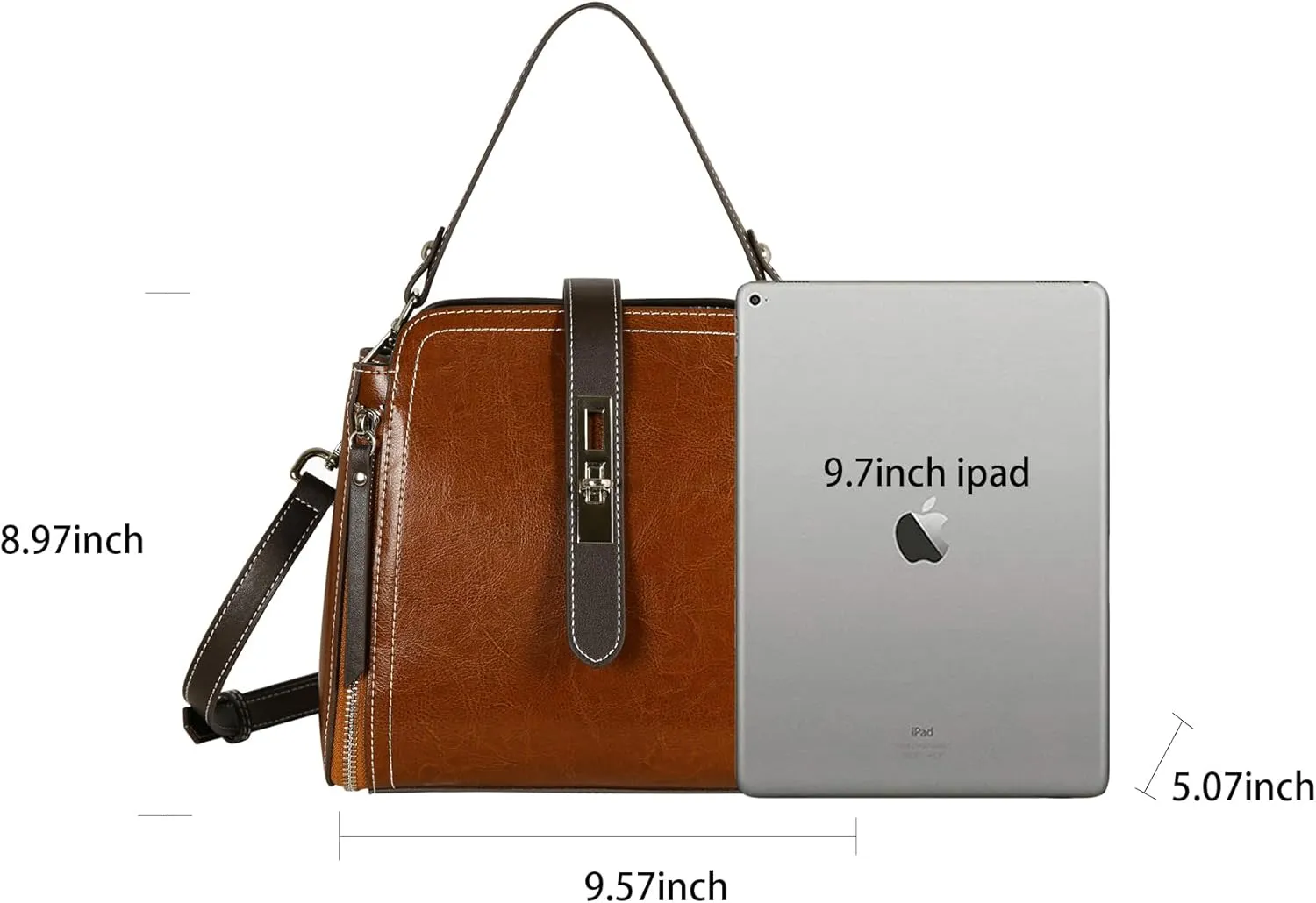 Leather Purses and Handbags Shoulder Bags Satchel Purses Ladies Pocketbook Bag Designer Crossbody Bags (Black)